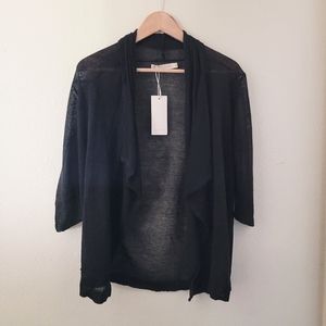 Relished open knit black cardigan L